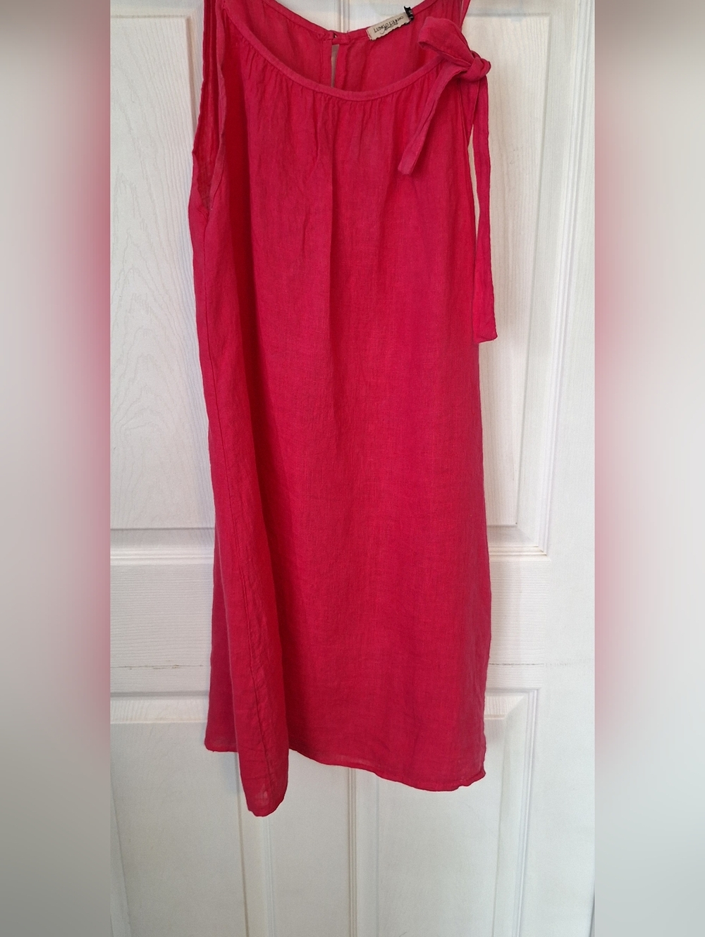 Lungo L’Arno Linen Dress Pink Sleeveless Tie Strap Shift Size XS